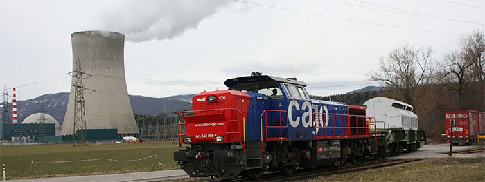 Zug mit Castor-Behälter